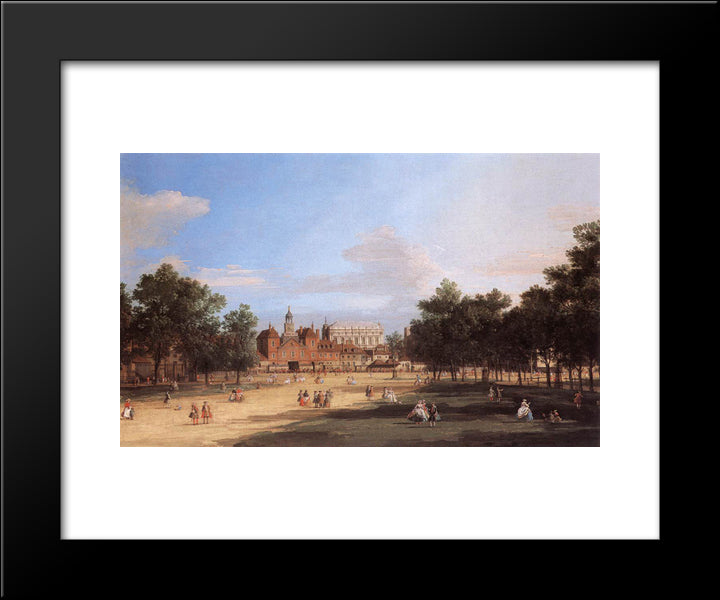 Old Horse Guards And The Banqueting Hall, Whitehall From St. James'S Park 20x24 Black Modern Wood Framed Art Print Poster by Canaletto