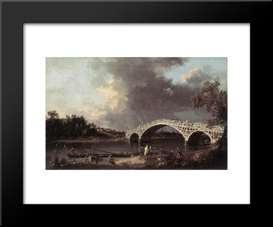 Old Walton Bridge Over The Thames 20x24 Black Modern Wood Framed Art Print Poster by Canaletto