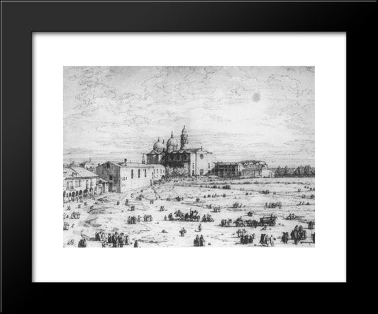 Padua The Prato Della Valle With Santa Giustinia And The Church Of Misericordia 20x24 Black Modern Wood Framed Art Print Poster by Canaletto