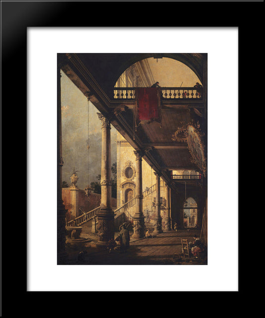 Perspective With A Portico 20x24 Black Modern Wood Framed Art Print Poster by Canaletto