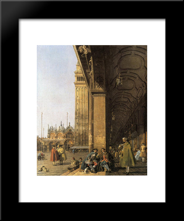 Piazza San Marco, Looking East From The Southwest Corner (Piazza San Marco And He Colonnade) 20x24 Black Modern Wood Framed Art Print Poster by Canaletto