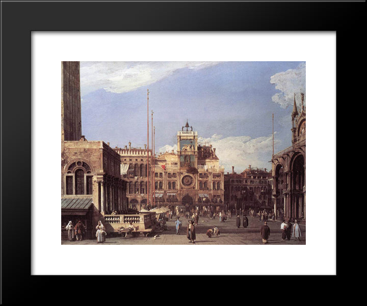 Piazza San Marco, The Clocktower 20x24 Black Modern Wood Framed Art Print Poster by Canaletto