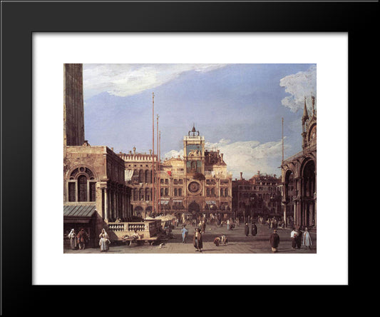 Piazza San Marco, The Clocktower 20x24 Black Modern Wood Framed Art Print Poster by Canaletto