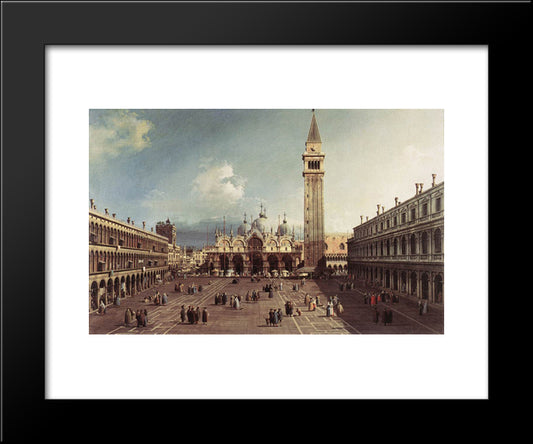 Piazza San Marco With The Basilica 20x24 Black Modern Wood Framed Art Print Poster by Canaletto