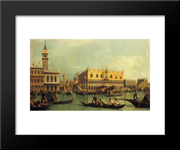 Piazzetand The Doge S Palace From The Bacino Di San Marco 20x24 Black Modern Wood Framed Art Print Poster by Canaletto