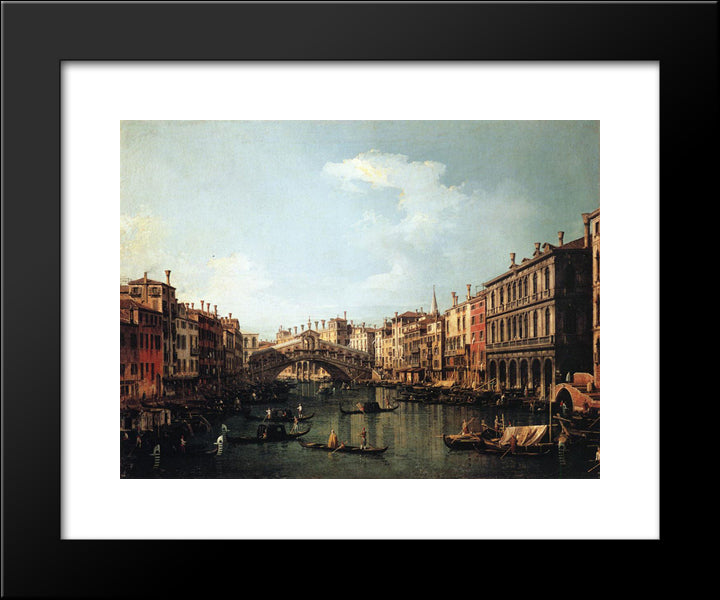 Rialto Bridge From The South 20x24 Black Modern Wood Framed Art Print Poster by Canaletto