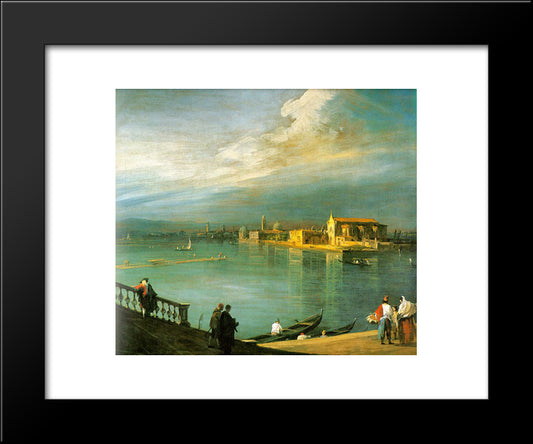 San Cristoforo, San Michele & Murano 20x24 Black Modern Wood Framed Art Print Poster by Canaletto