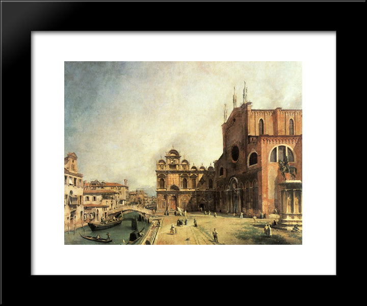 Santi Giovanni E Paolo And The Scuola De San Marco 20x24 Black Modern Wood Framed Art Print Poster by Canaletto