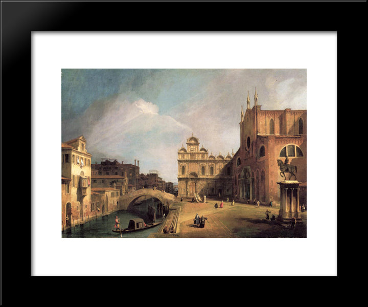 Santi Giovanni E Paolo And The Scuola Di San Marco 20x24 Black Modern Wood Framed Art Print Poster by Canaletto