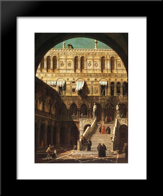 Scala Dei Giganti 20x24 Black Modern Wood Framed Art Print Poster by Canaletto