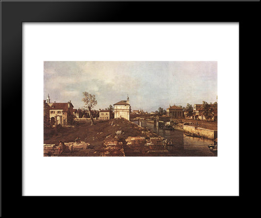 The Brenta Canal At Padua 20x24 Black Modern Wood Framed Art Print Poster by Canaletto