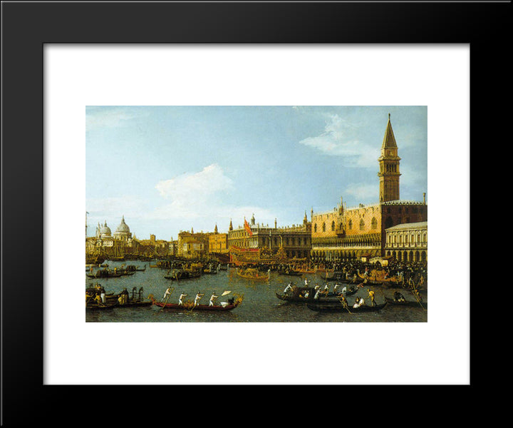 The Bucintoro, Venice 20x24 Black Modern Wood Framed Art Print Poster by Canaletto