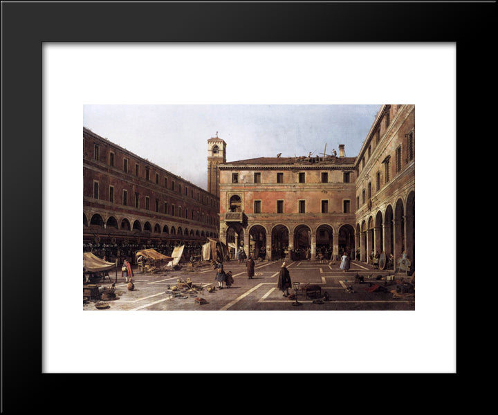 The Campo Di Rialto 20x24 Black Modern Wood Framed Art Print Poster by Canaletto