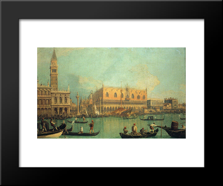 The Doge'S Palace With The Piazza Di San Marco 20x24 Black Modern Wood Framed Art Print Poster by Canaletto