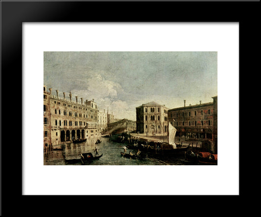 The Grand Canal At Rialto 20x24 Black Modern Wood Framed Art Print Poster by Canaletto