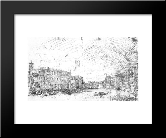 The Grand Canal Seen From Rialto Toward The North 20x24 Black Modern Wood Framed Art Print Poster by Canaletto