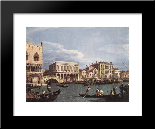 The Molo And The Riva Degli Schiavoni From The St. Mark'S Basin 20x24 Black Modern Wood Framed Art Print Poster by Canaletto