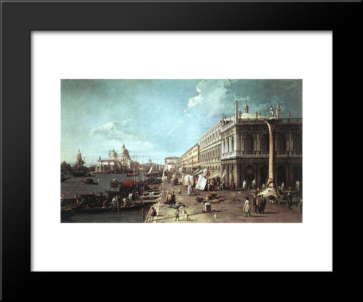 The Molo With The Library And The Entrance To The Grand Canal 20x24 Black Modern Wood Framed Art Print Poster by Canaletto