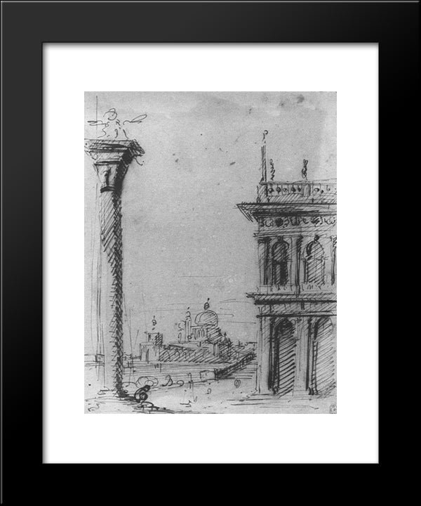 The Piazzetta Looking Towards S. Maria Della Salute 20x24 Black Modern Wood Framed Art Print Poster by Canaletto