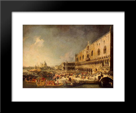 The Reception Of The French Ambassador In Venice 20x24 Black Modern Wood Framed Art Print Poster by Canaletto