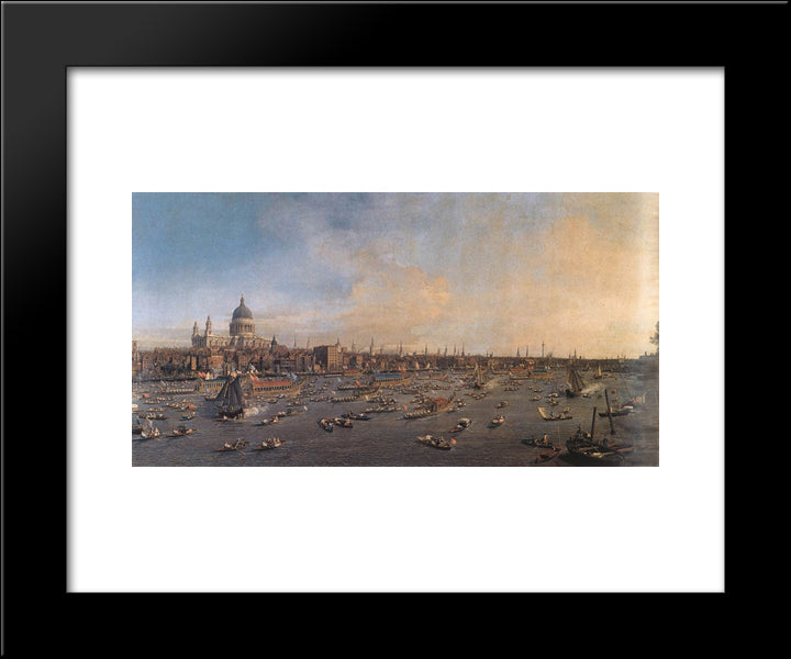 The River Thames With St. Paul'S Cathedral On Lord Mayor'S Day 20x24 Black Modern Wood Framed Art Print Poster by Canaletto