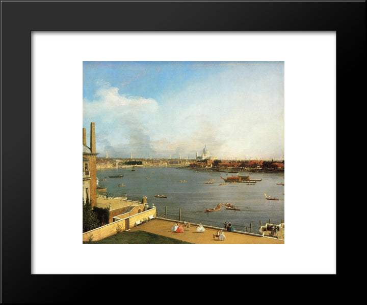 The Thames And The City Of London From Richmond House 20x24 Black Modern Wood Framed Art Print Poster by Canaletto