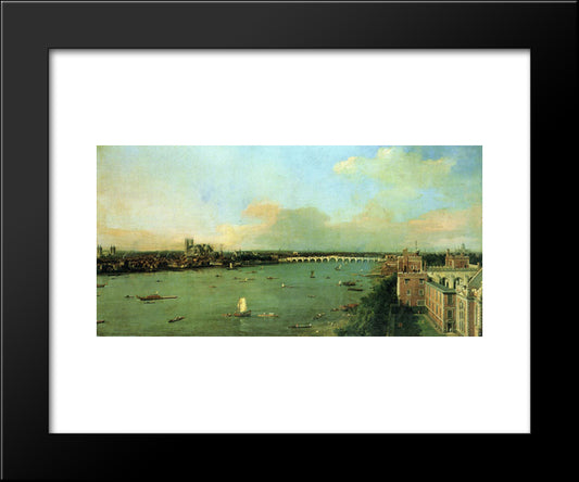 The Thames With St. Paul'S Cathedral 20x24 Black Modern Wood Framed Art Print Poster by Canaletto