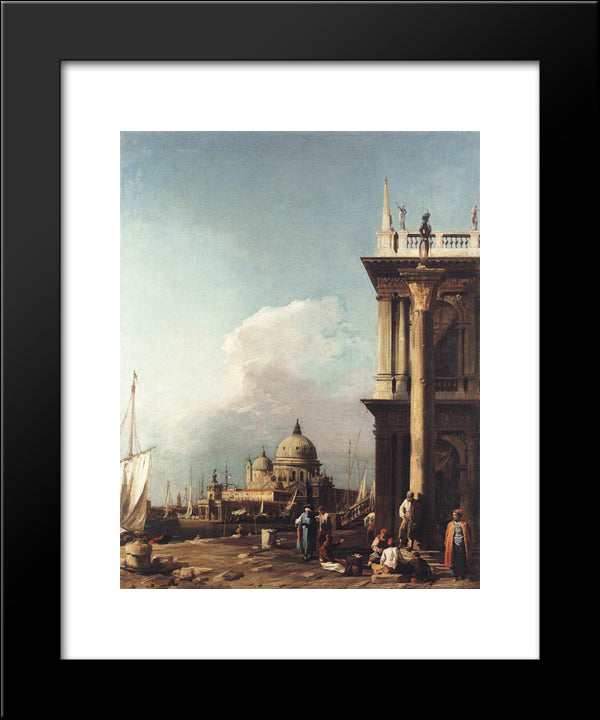 Venice, The Piazzetta Looking South West Towards Santa Maria Della Salute 20x24 Black Modern Wood Framed Art Print Poster by Canaletto