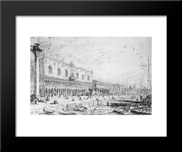 Venice Riva Degli Schiavoni 20x24 Black Modern Wood Framed Art Print Poster by Canaletto