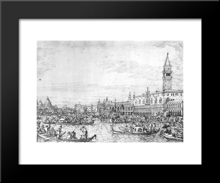 Venice The Canale Di San Marco With The Bucintoro At Anchor 20x24 Black Modern Wood Framed Art Print Poster by Canaletto