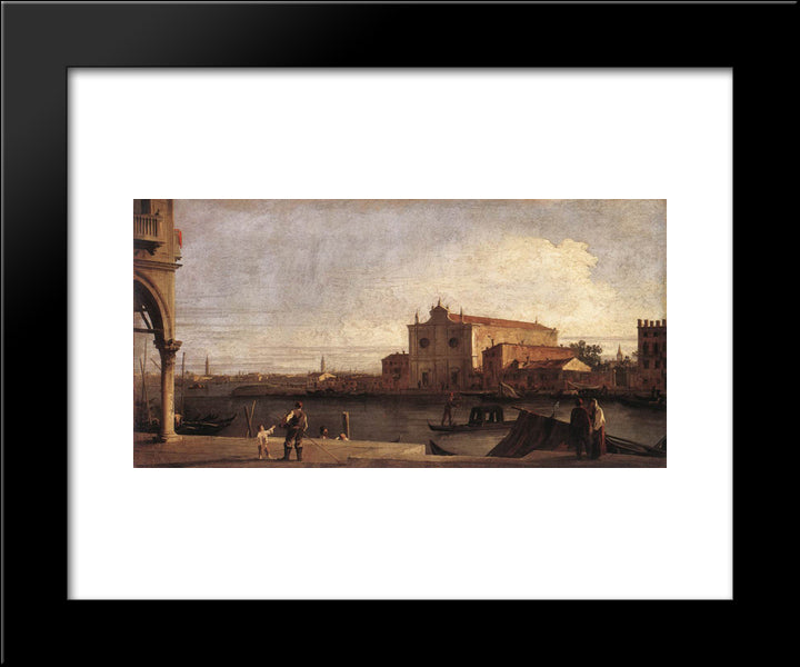 View Of San Giovanni Dei Battuti At Murano 20x24 Black Modern Wood Framed Art Print Poster by Canaletto