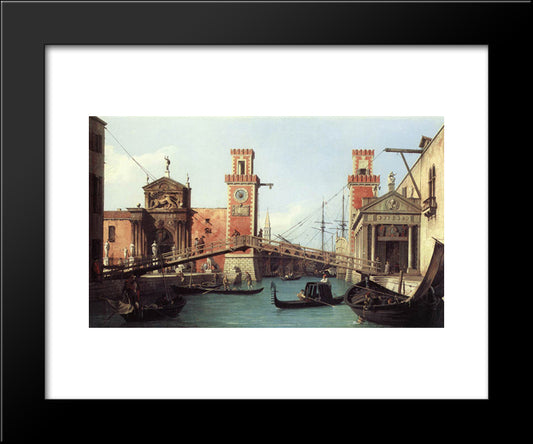 View Of The Entrance To The Arsenal 20x24 Black Modern Wood Framed Art Print Poster by Canaletto