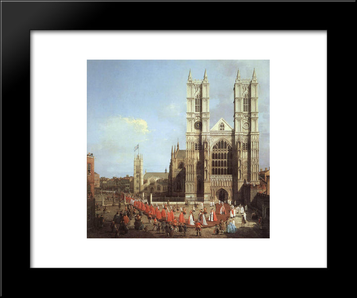 Westminster Abbey, With A Procession Of Knights Of The Bath 20x24 Black Modern Wood Framed Art Print Poster by Canaletto