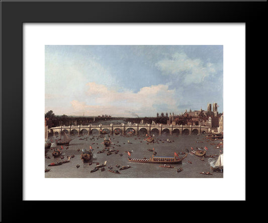 Westminster Bridge From The North On Lord Mayor'S Day 20x24 Black Modern Wood Framed Art Print Poster by Canaletto