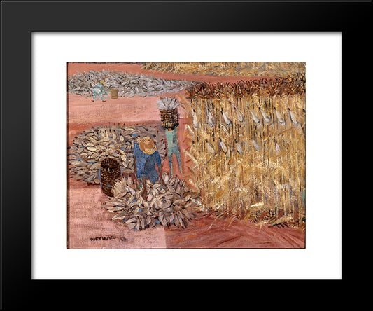 Corn Harvest 20x24 Black Modern Wood Framed Art Print Poster by Portinari, Candido