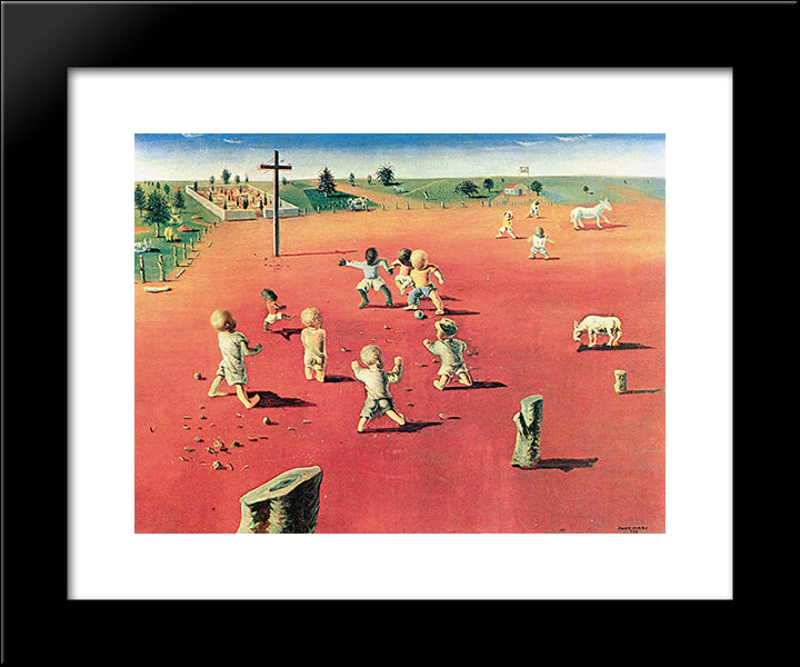 Futebol 20x24 Black Modern Wood Framed Art Print Poster by Portinari, Candido