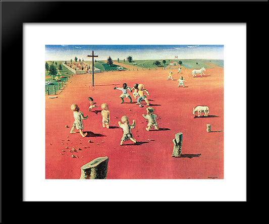 Futebol 20x24 Black Modern Wood Framed Art Print Poster by Portinari, Candido