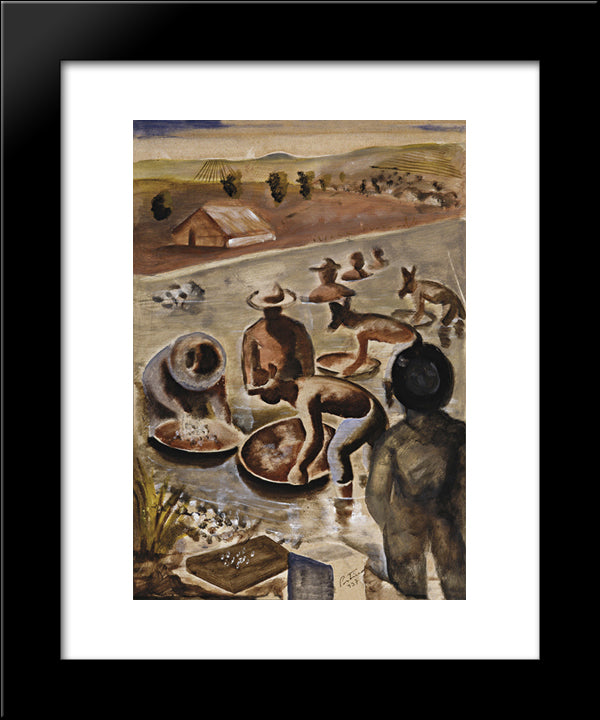 Garimpeiros No Rio 20x24 Black Modern Wood Framed Art Print Poster by Portinari, Candido