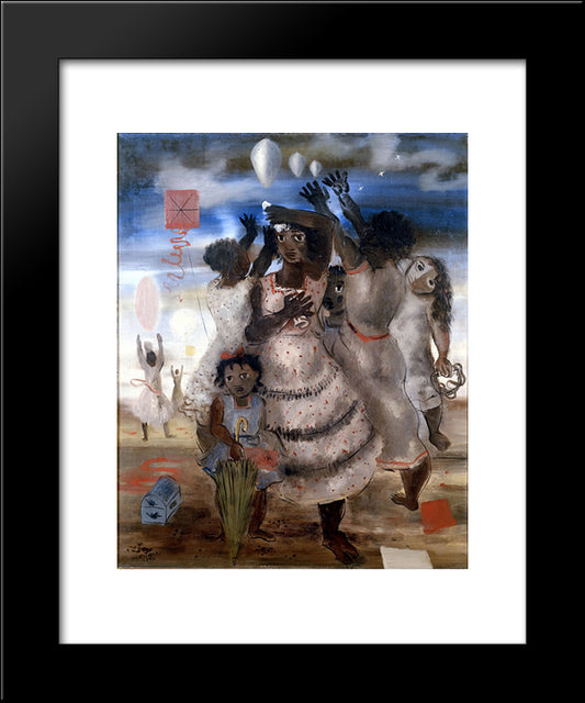 Grupo De Meninas Brincando 20x24 Black Modern Wood Framed Art Print Poster by Portinari, Candido