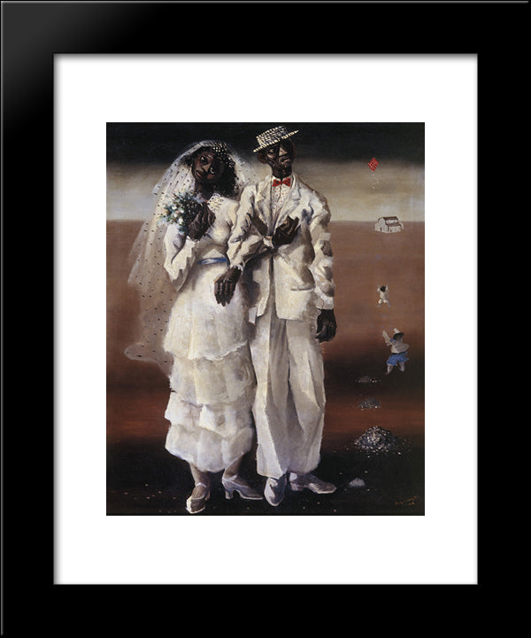 Marriage On The Farm 20x24 Black Modern Wood Framed Art Print Poster by Portinari, Candido