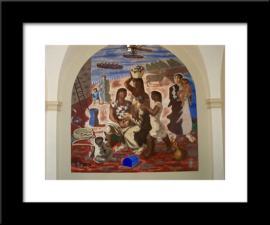 Teaching Of The Indians 20x24 Black Modern Wood Framed Art Print Poster by Portinari, Candido