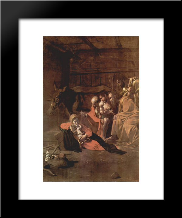 Adoration Of The Shepherds 20x24 Black Modern Wood Framed Art Print Poster by Caravaggio