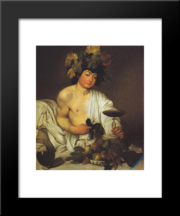 Bacchus 20x24 Black Modern Wood Framed Art Print Poster by Caravaggio