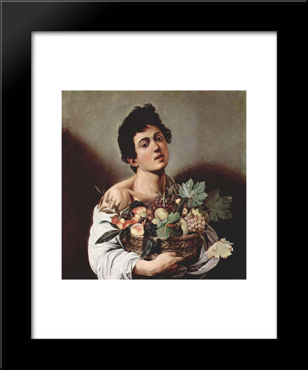 Boy With A Basket Of Fruit 20x24 Black Modern Wood Framed Art Print Poster by Caravaggio