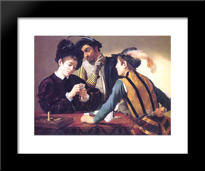 Cardsharps 20x24 Black Modern Wood Framed Art Print Poster by Caravaggio