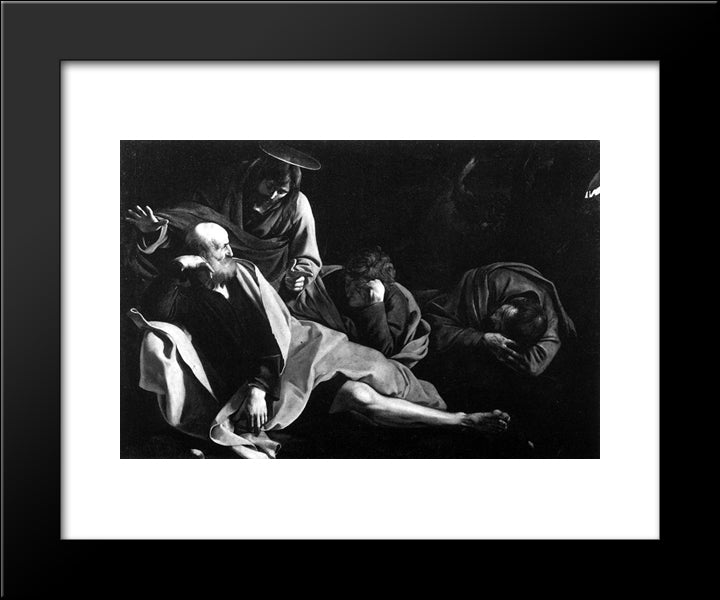 Christ On The Mount Of Olives 20x24 Black Modern Wood Framed Art Print Poster by Caravaggio