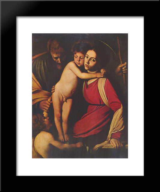 Holy Family With St. John The Baptist 20x24 Black Modern Wood Framed Art Print Poster by Caravaggio