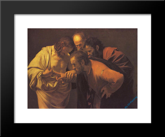 Incredulity Of Saint Thomas 20x24 Black Modern Wood Framed Art Print Poster by Caravaggio