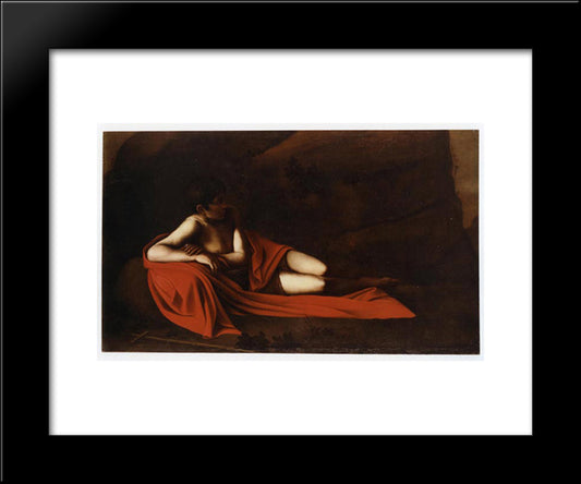 John The Baptist (Reclining Baptist) 20x24 Black Modern Wood Framed Art Print Poster by Caravaggio