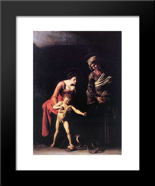 Madonna And Child With St. Anne 20x24 Black Modern Wood Framed Art Print Poster by Caravaggio